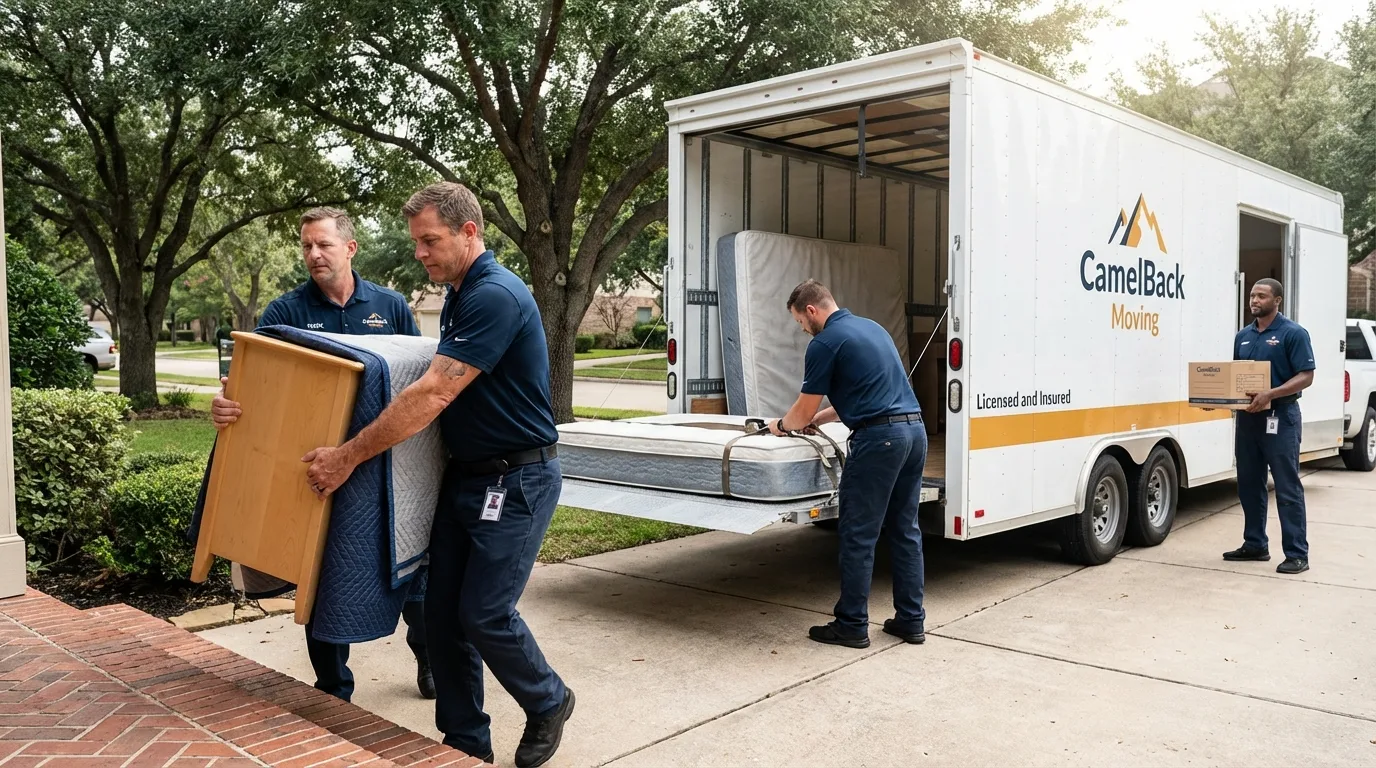 Crew loading residential truck for cross-state move from Fayetteville, PA