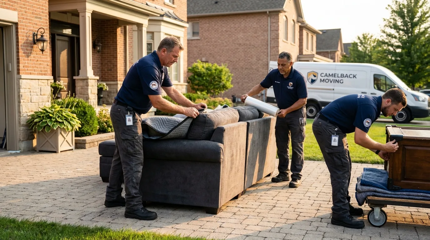 Large estate moving crew wrapping furniture in Fayetteville, PA