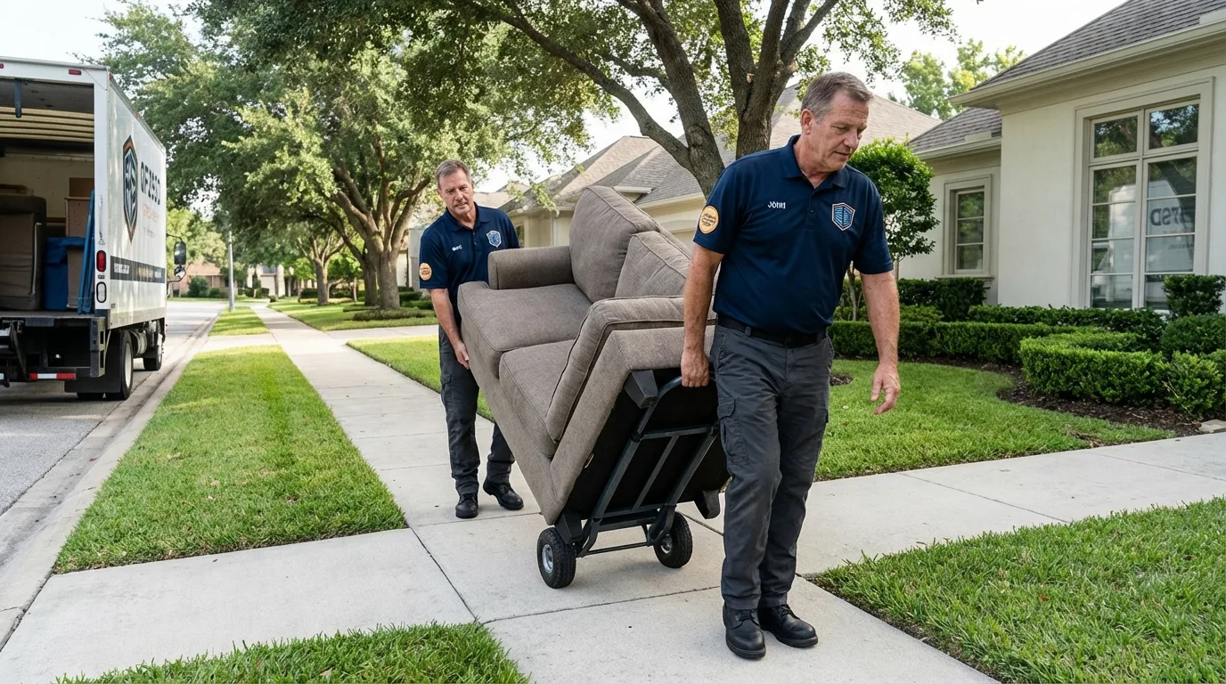 Local residential moving crew loading furniture in Fayetteville, PA